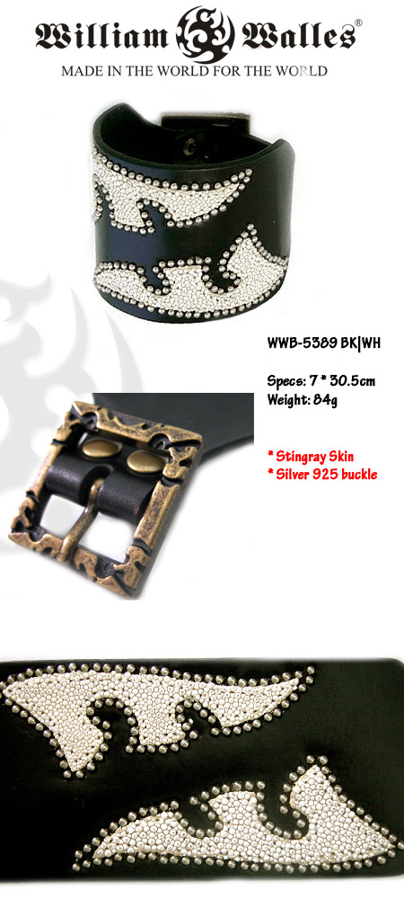 william walles braceletsレザーブレスレット WWB-5389 BK WH